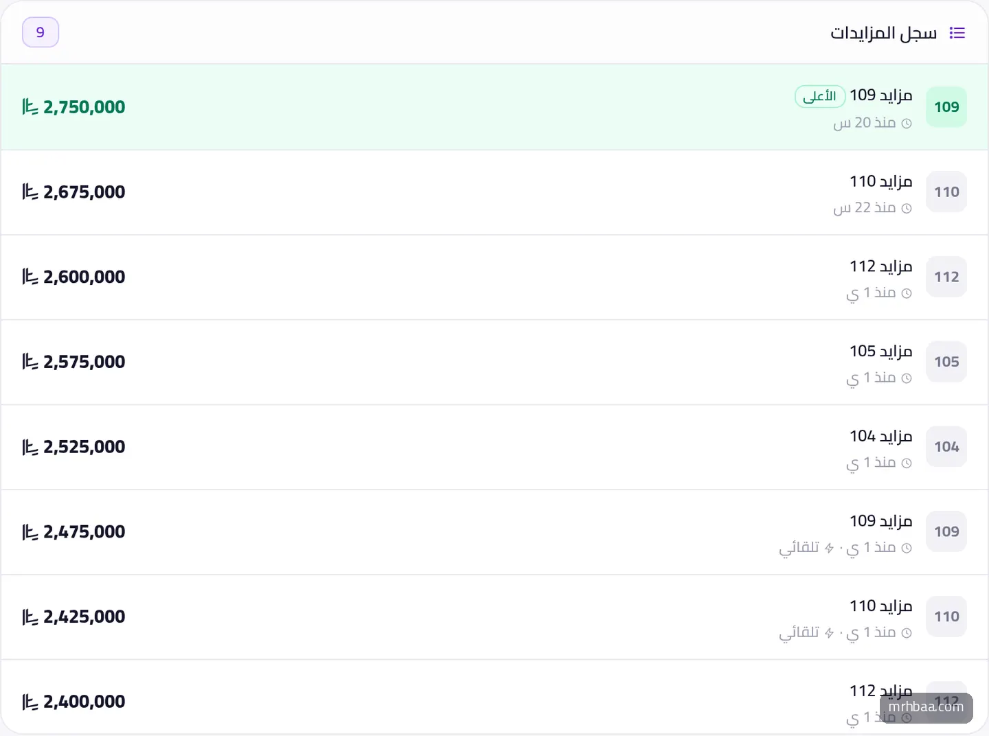 سجل المزايدات
