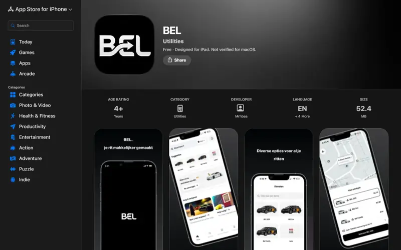 صفحة تطبيق بيل — Bel على المتجر