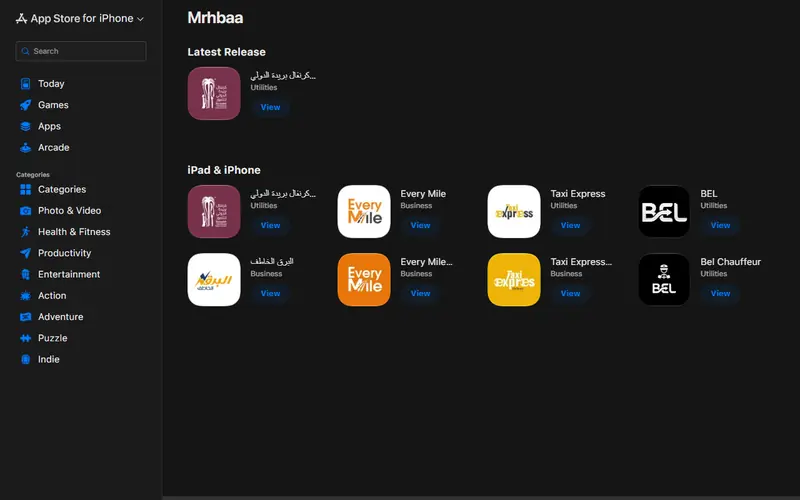 صفحة المطوّر Mrhbaa على App Store