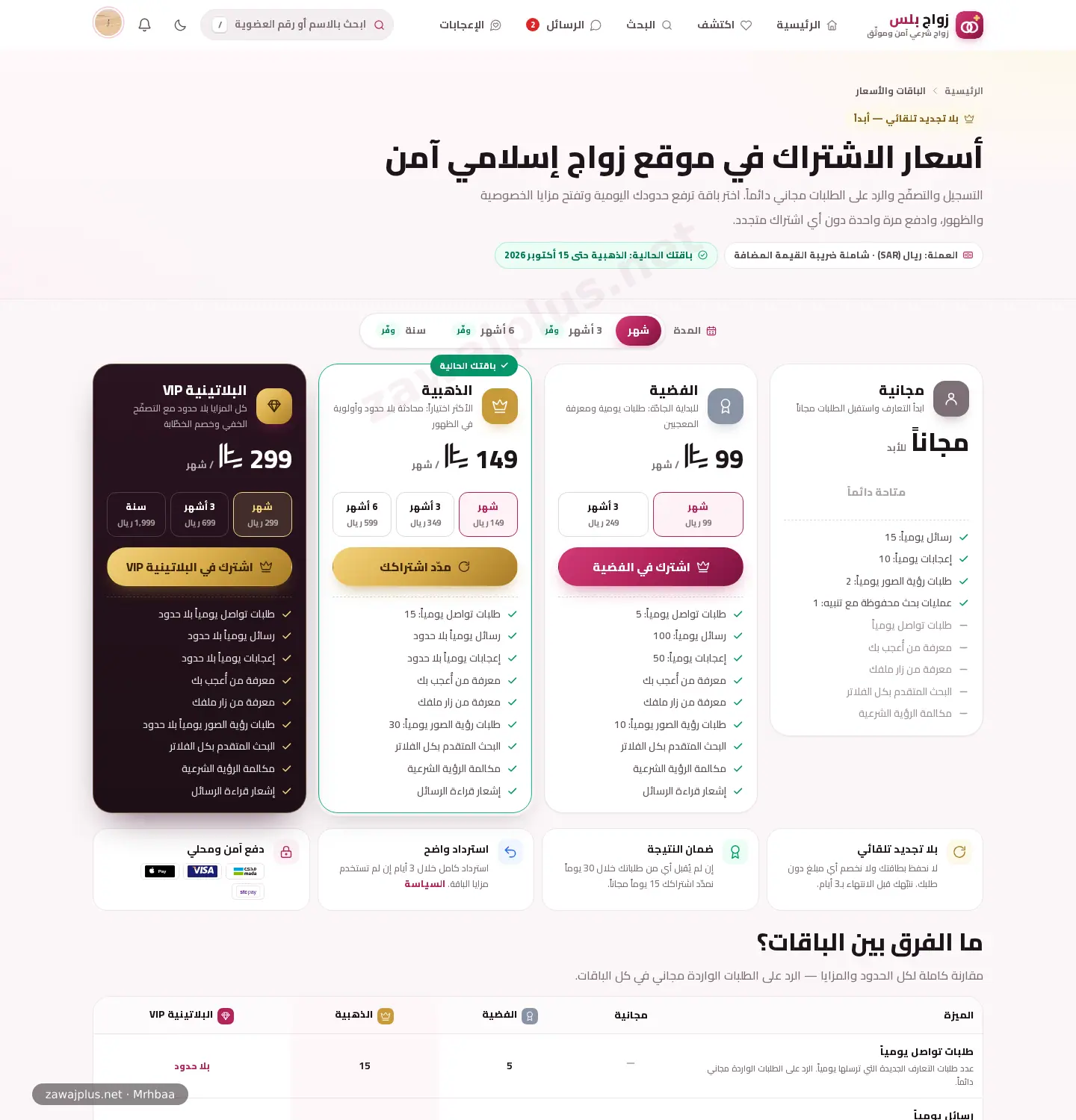 صفحة الباقات على سطح المكتب — مدد وأسعار لكل عملة صفحة الباقات على سطح المكتب — مدد وأسعار لكل عملة