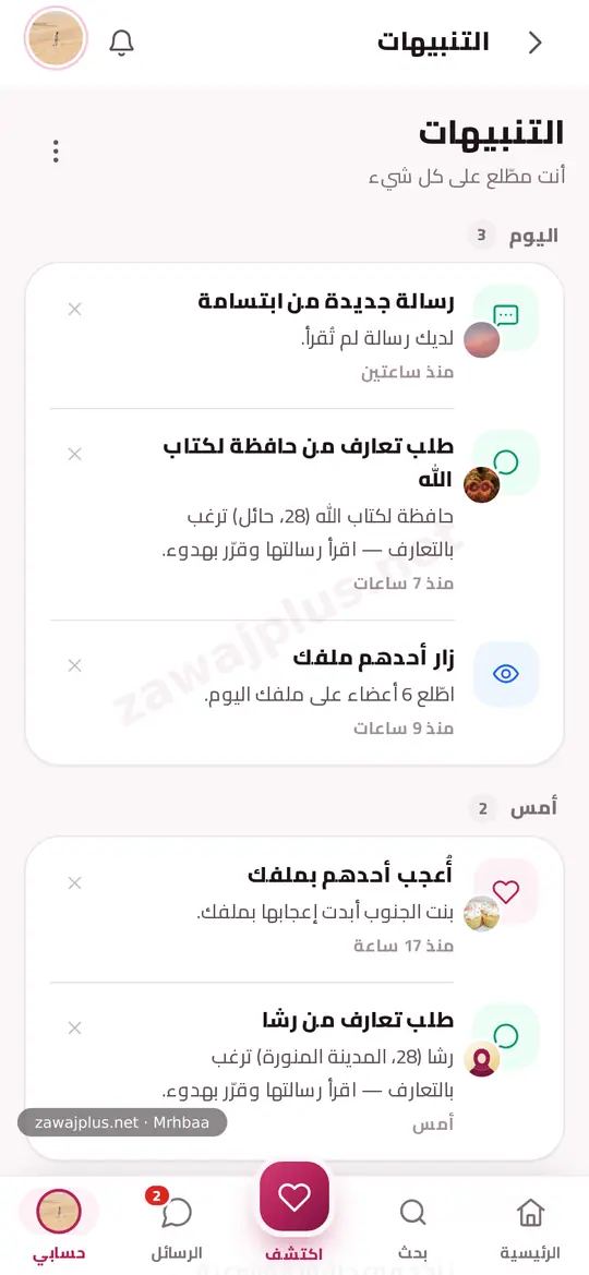 التنبيهات التنبيهات